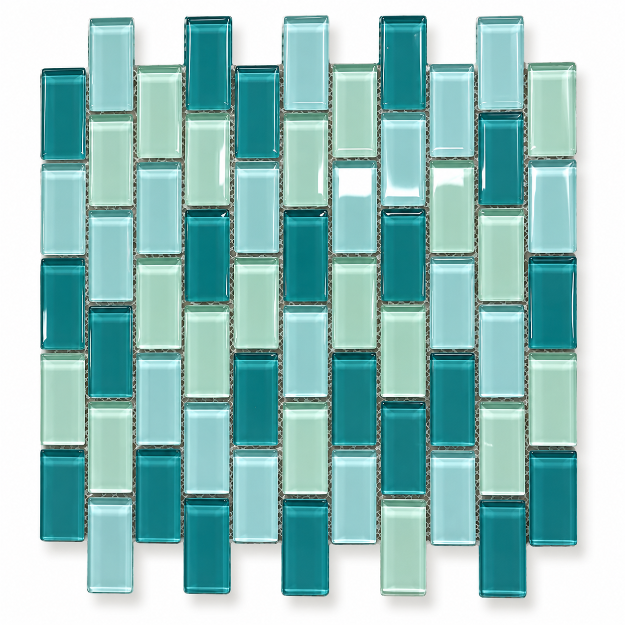 Ocean Blue Seafoam Green Glossy Glass Mosaic Feature Tile AT001